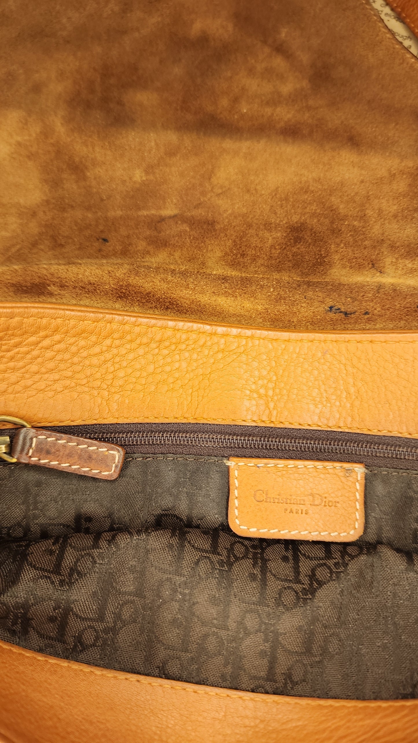 Christian Dior Saddle Bag Brown Leather Crossbody Shoulder Bag
