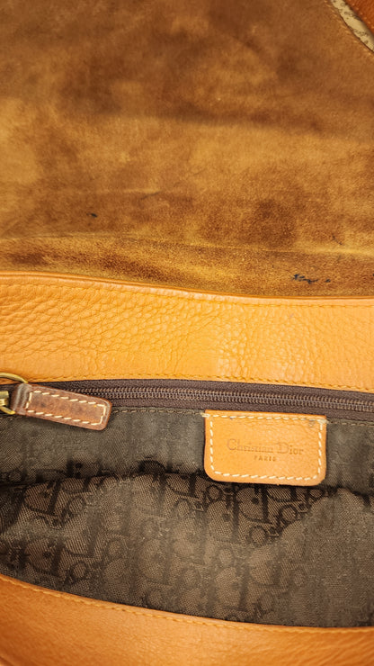 Christian Dior Saddle Bag Brown Leather Crossbody Shoulder Bag