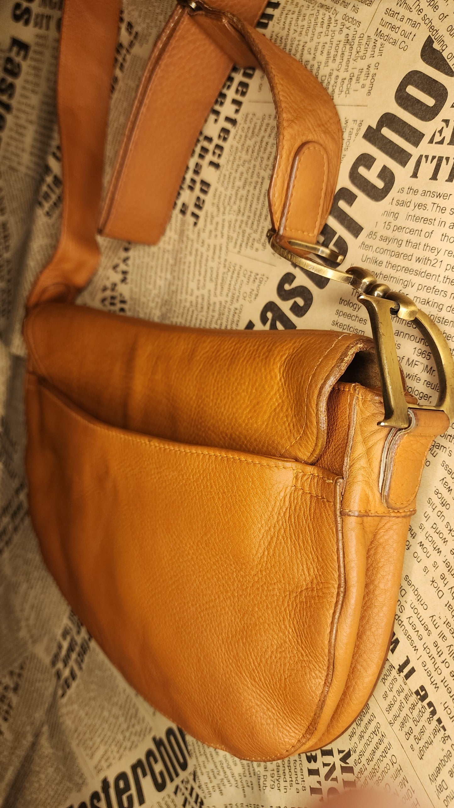 Christian Dior Saddle Bag Brown Leather Crossbody Shoulder Bag