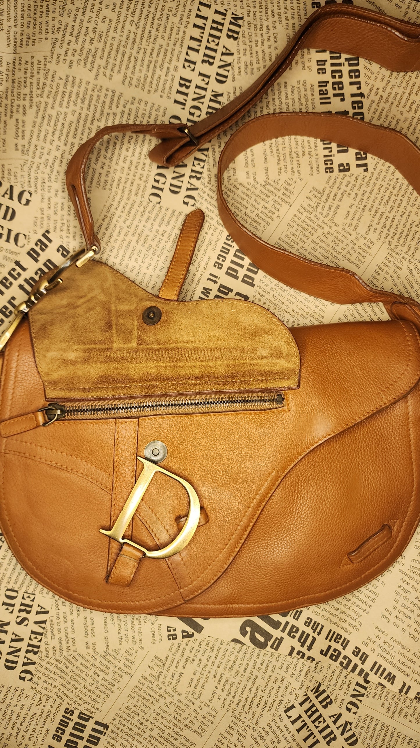 Christian Dior Saddle Bag Brown Leather Crossbody Shoulder Bag