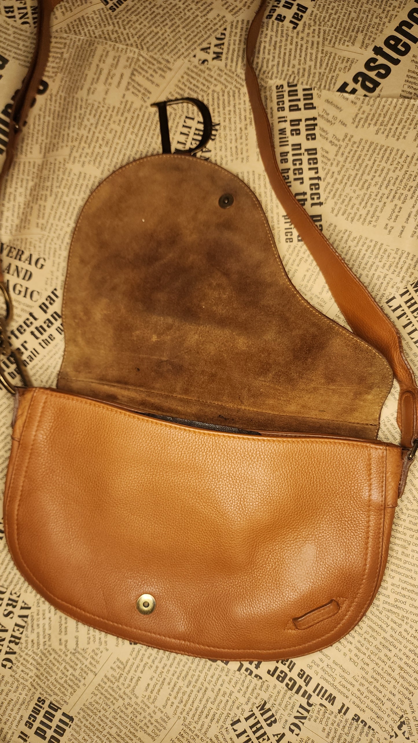 Christian Dior Saddle Bag Brown Leather Crossbody Shoulder Bag