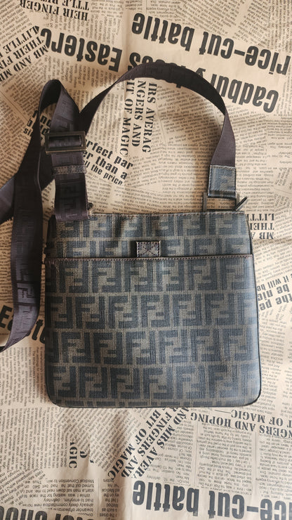 Fendi FF Zucca Messenger Bag 7VA207-UZD Brown Canvas Crossbody Authenticated